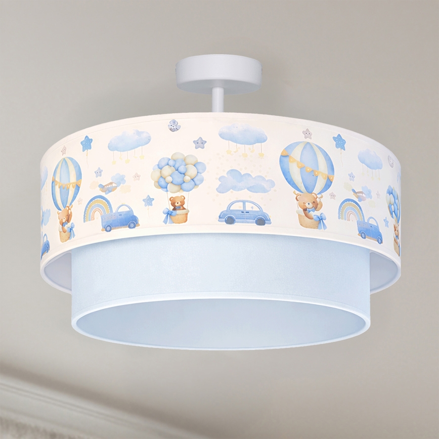 Brilagi - LED ytmonterad taklampa för barn BOBO 1xE27/60W/230V Ø 40 cm krämfärgad/blå med nallemotiv