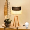 Brilagi - LED-bordslampa BOHO-STIL 1xE27/15W/230V krämvit/brun