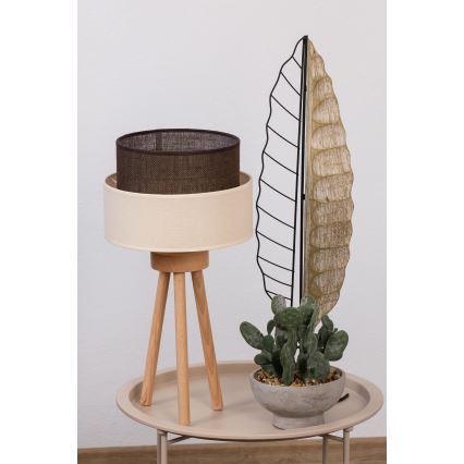 Brilagi - LED-bordslampa BOHO-STIL 1xE27/15W/230V krämvit/brun