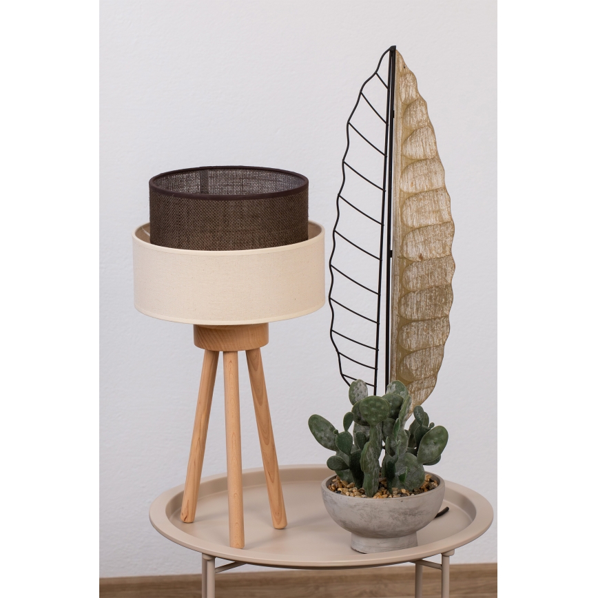 Brilagi - LED-bordslampa BOHO-STIL 1xE27/15W/230V krämvit/brun