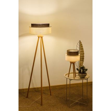 Brilagi - LED-bordslampa BOHO-STIL 1xE27/15W/230V krämvit/brun