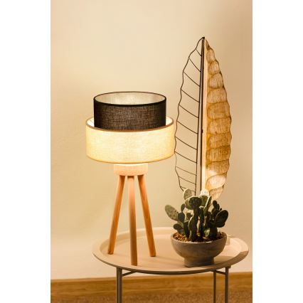 Brilagi - LED-bordslampa BOHO-STIL 1xE27/15W/230V krämvit/brun