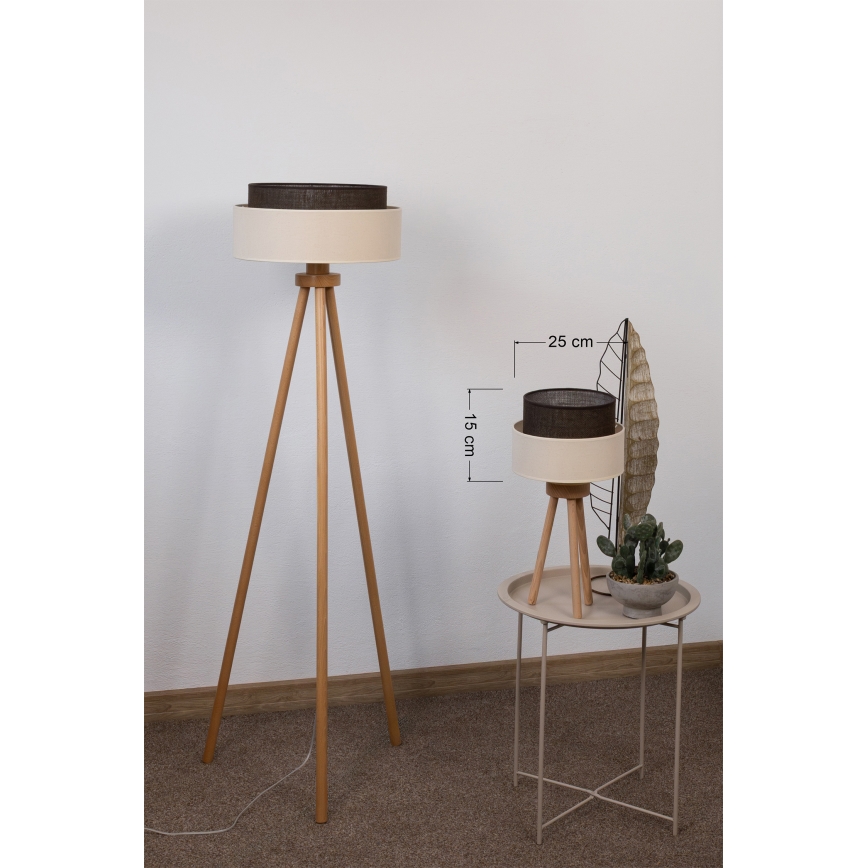 Brilagi - LED-bordslampa BOHO-STIL 1xE27/15W/230V krämvit/brun
