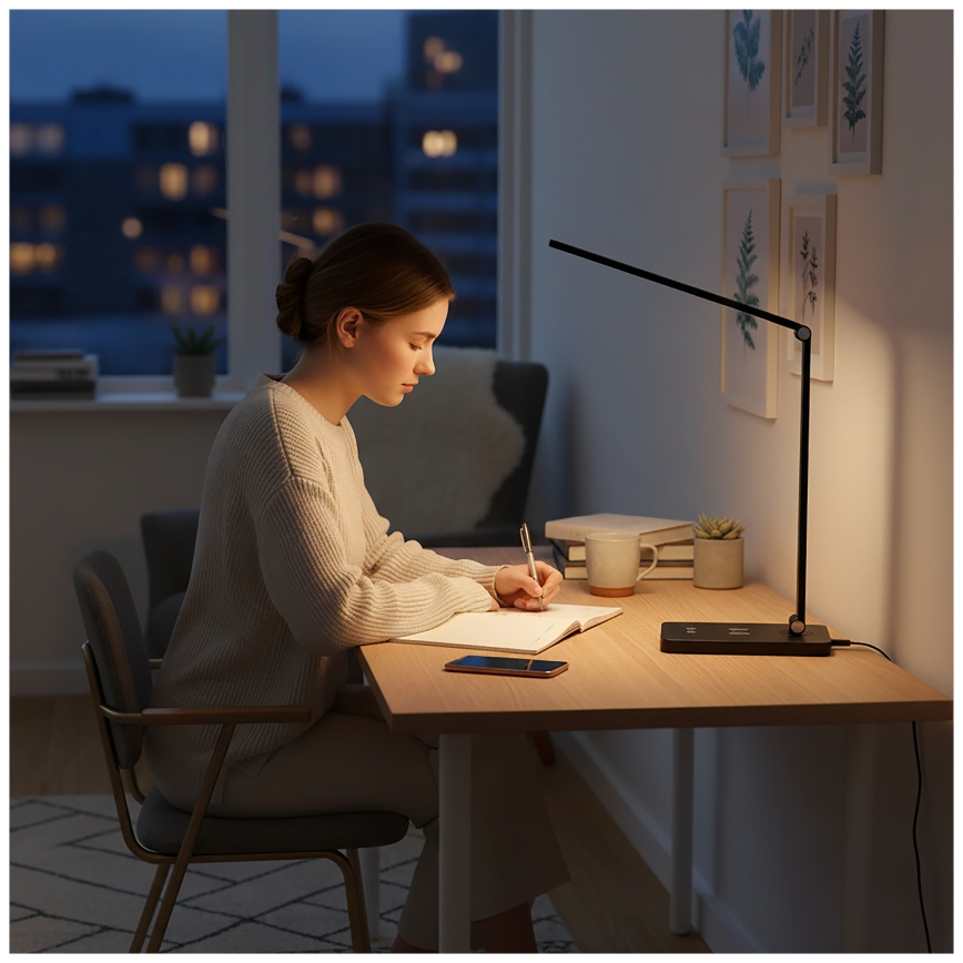 BRILAGI - Dimmbar beröringsstyrd LED-bordslampa med trådlös Qi-laddning MODO CHARGE LED/7W/5V 3000/4000/6000K svart