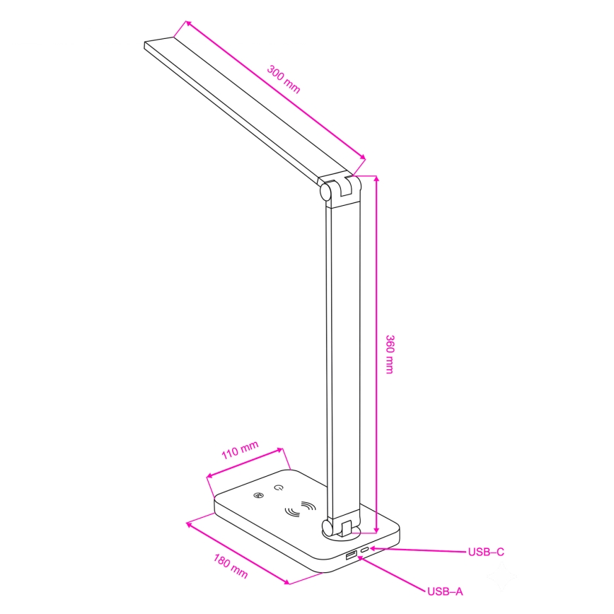 BRILAGI - Dimmbar beröringsstyrd LED-bordslampa med trådlös Qi-laddning MODO CHARGE LED/7W/5V 3000/4000/6000K svart