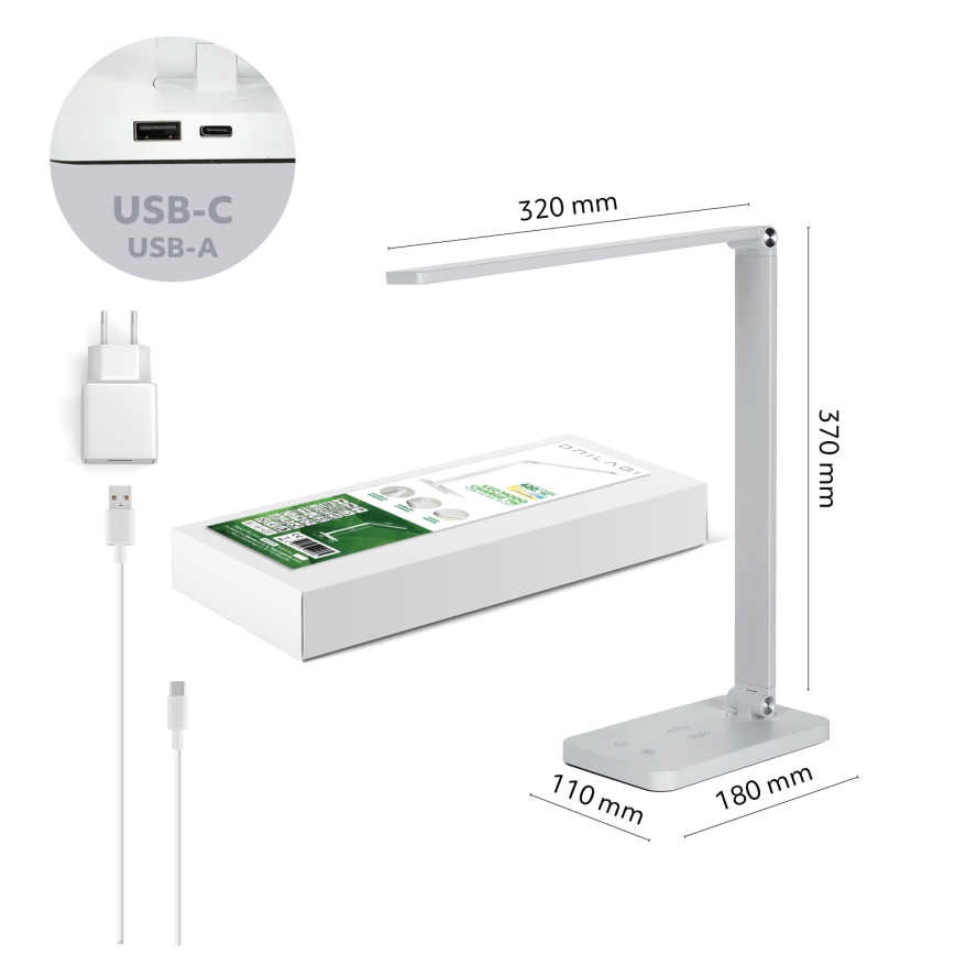 BRILAGI - LED dimmbar beröringsstyrd bordslampa med trådlös QI-laddning MODO CHARGE LED/7W/5V 3000/4000/6000K vit