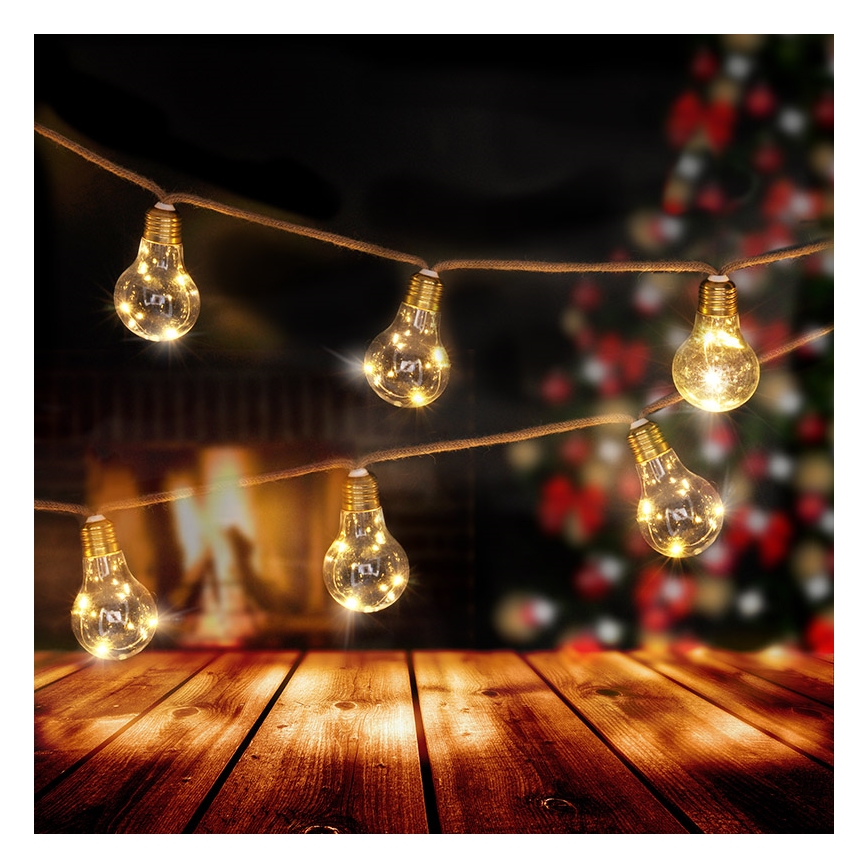 Brilagi - LED-dekorationsslinga 10xLED/3xAA 1,8m varmvitt