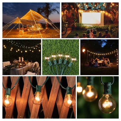 Brilagi - LED dekorativ utomhusslinga KRANS 25xE12 20m grön IP44 varm vit