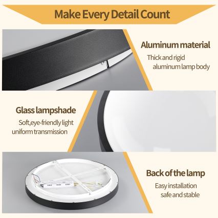 Brilagi - Dimbart LED-taklampa GLASS POOL DOUBLE LED/80W/230V 3000-6000K 60 cm svart + fjärrkontroll