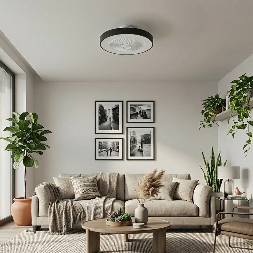 Brilagi - LED Dimmbar taklampa med fläkt LED/30W/230V 3000-6500K pr. 50 cm svart + fjärrkontroll