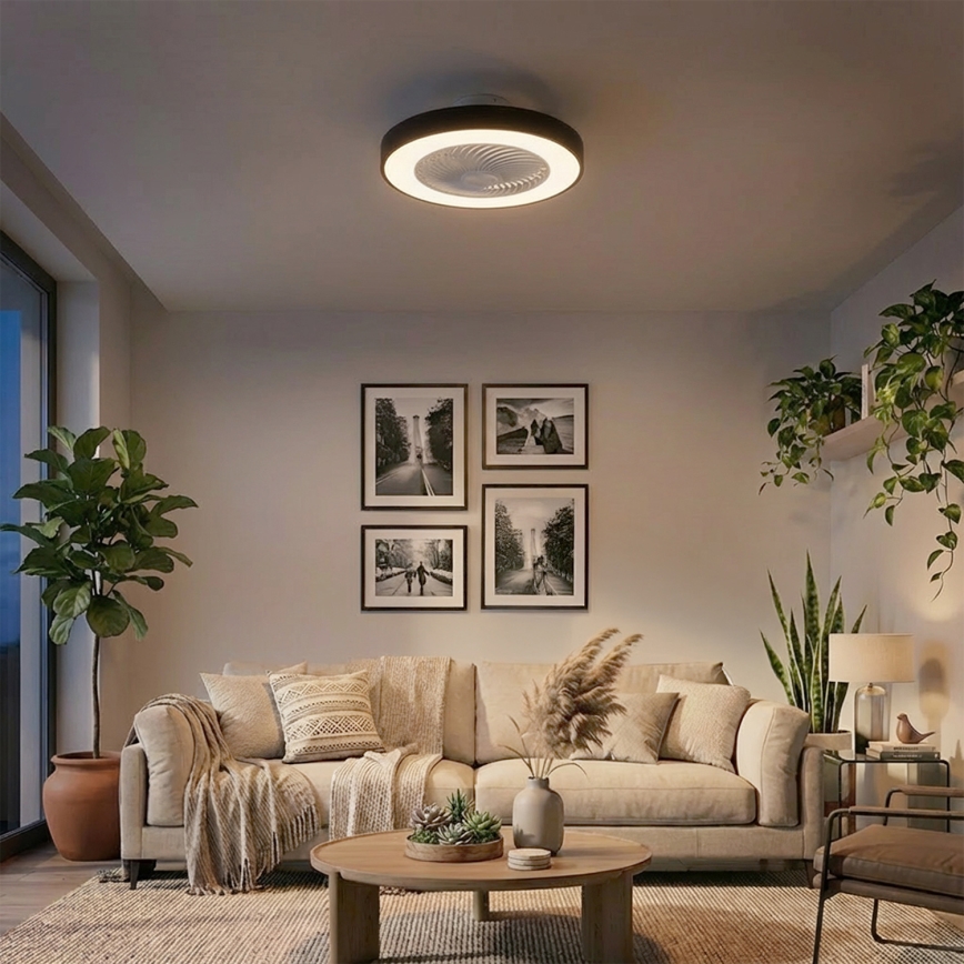 Brilagi - LED Dimmbar taklampa med fläkt LED/30W/230V 3000-6500K pr. 50 cm svart + fjärrkontroll