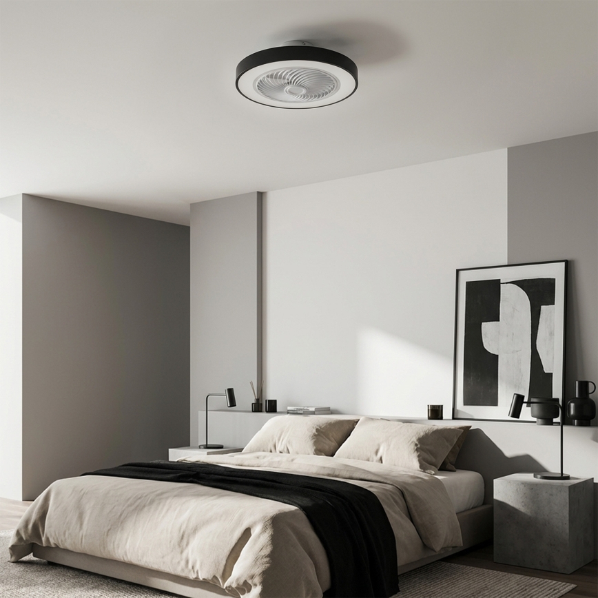 Brilagi - LED Dimmbar taklampa med fläkt LED/30W/230V 3000-6500K pr. 50 cm svart + fjärrkontroll