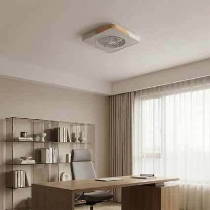 Brilagi - Dimbar LED-takarmatur med fläkt LED/38W/230V 3000-6500K 3000-6500K 50x50 cm vit/ek + fjärrkontroll