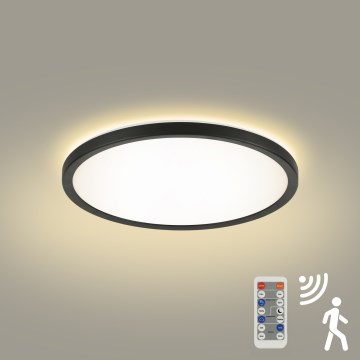 Brilagi - LED dimbar armatur med rörelse- och skymningssensor ULTRA SLIM LED/18W/230V Ø 30 cm + fjärrkontroll