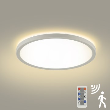 Brilagi - LED dimbar armatur med rörelse- och skymningssensor ULTRA SLIM LED/24W/230V Ø 42 cm + fjärrkontroll
