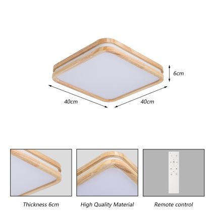 BRILAGI - Dimbart LED-takarmatur MOLINA SQUARE LED/48W/230V 3000-6000K ek 40x40 cm + fjärrkontroll