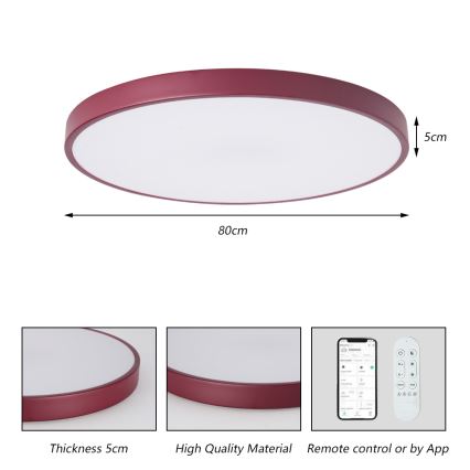 Brilagi - LED-dimbart armatur POOL SMART LED/100W/230V Ø 80 cm Wi-Fi Tuya + fjärrkontroll bordeaux