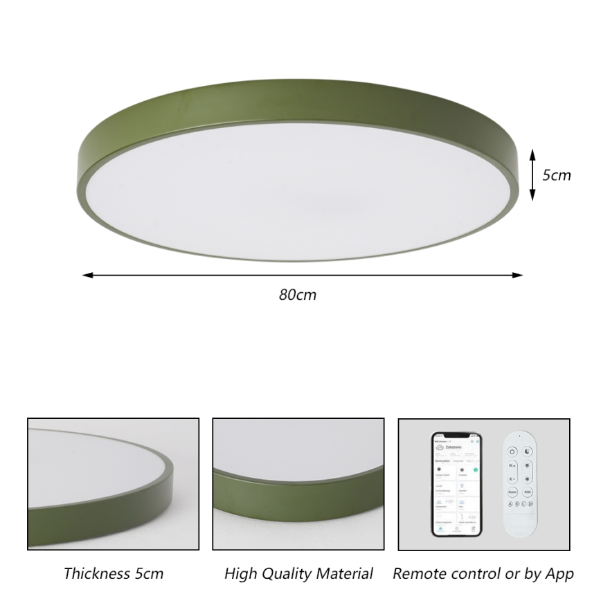 Brilagi - Dimbart LED-armatur POOL SMART LED/100W/230V Ø 80 cm 3000-6000K Wi-Fi Tuya + fjärrkontroll grön