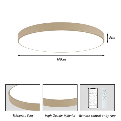 Brilagi - Dimbar LED-taklampa POOL SMART LED/128W/230V 3000–6000K 100 cm beige Wi-Fi Tuya + fjärrkontroll