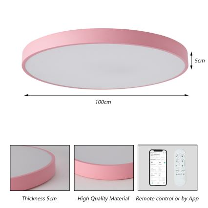 Brilagi - dimbar LED-armatur POOL SMART LED/128W/230V Ø 100 cm Wi-Fi Tuya + fjärrkontroll rosa