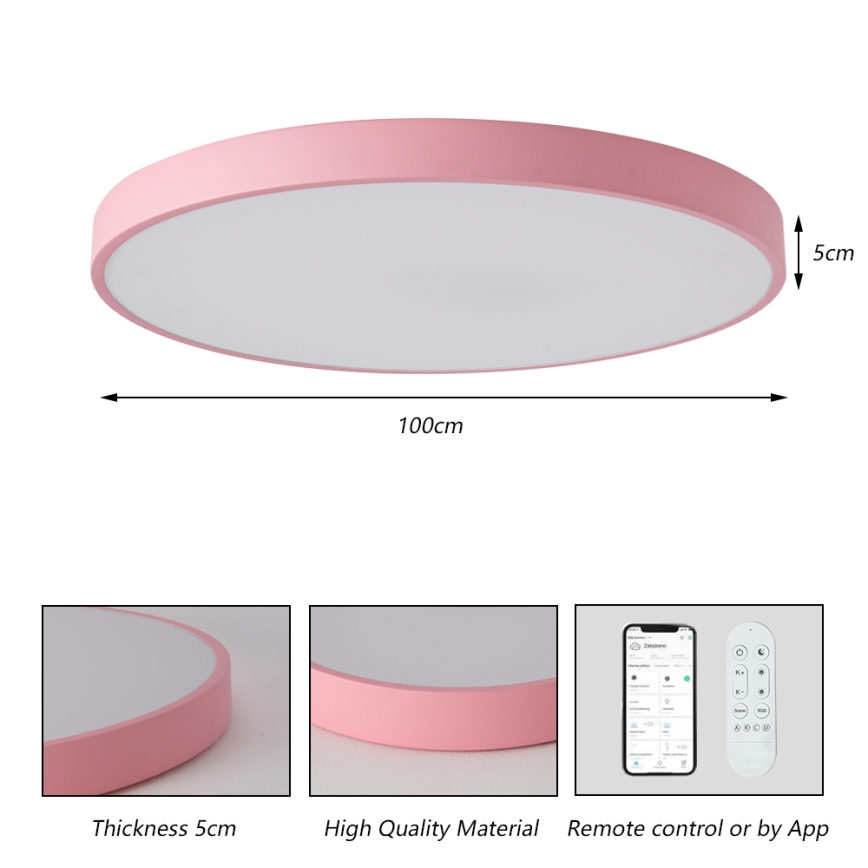 Brilagi - dimbar LED-armatur POOL SMART LED/128W/230V Ø 100 cm Wi-Fi Tuya + fjärrkontroll rosa