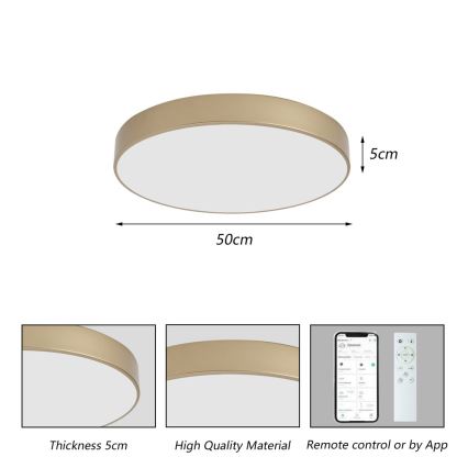 BRILAGI - Dimbart LED-takarmatur POOL SMART LED/60W/230V 3000-6000K Ø 50 cm Wi-Fi Tuya guld + fjärrkontroll