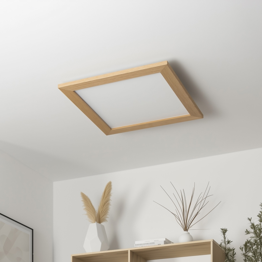 Brilagi - dimmbar LED-takarmatur SLIMFRAME WOOD LED/36W/230V 49,5x49,5 cm 3000-6000K brun + fjärrkontroll