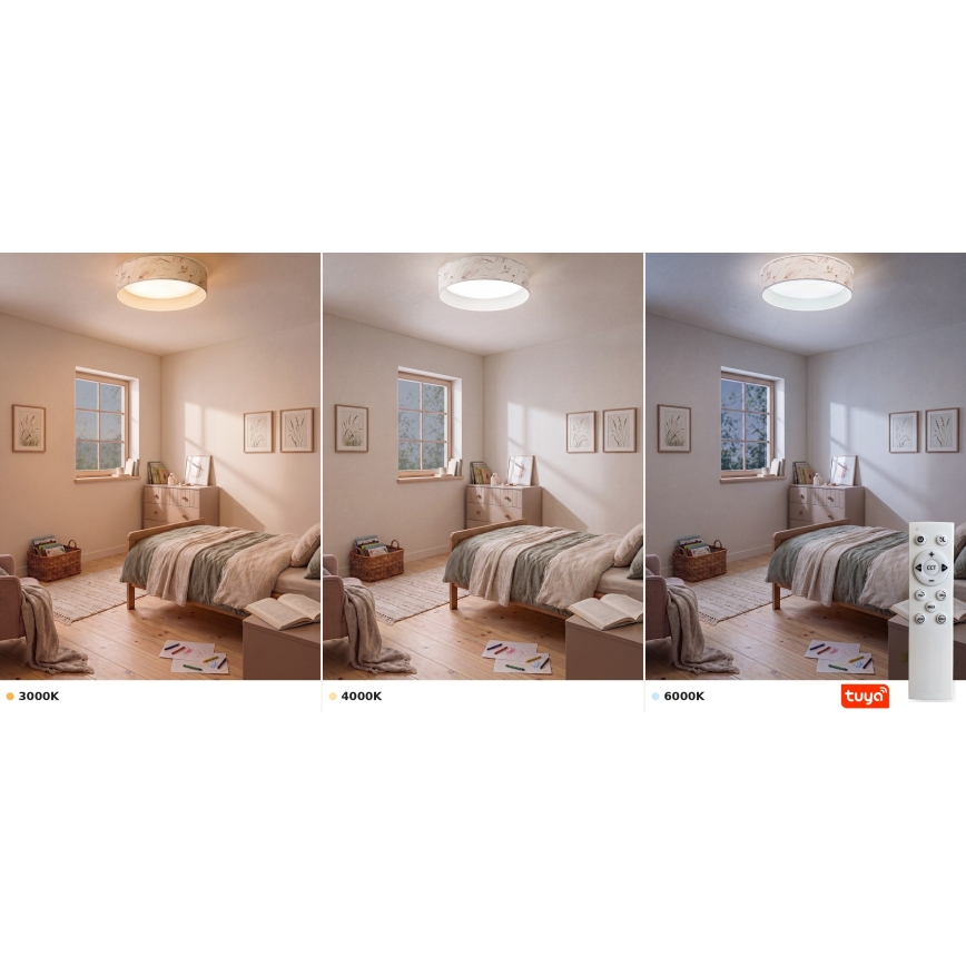 BRILAGI - dimbar LED-taklampa VELVET SMARTIX STARS LED/36W/230V 3000-6000K Ø 55 cm vit/blommönster Wi-Fi Tuya Beacon + fjärrkontroll