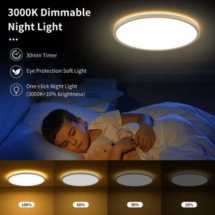 Brilagi - Dimbar ultratunn taklampa LED/24W/230V 2700–6500K Ø 42 cm vit + fjärrkontroll