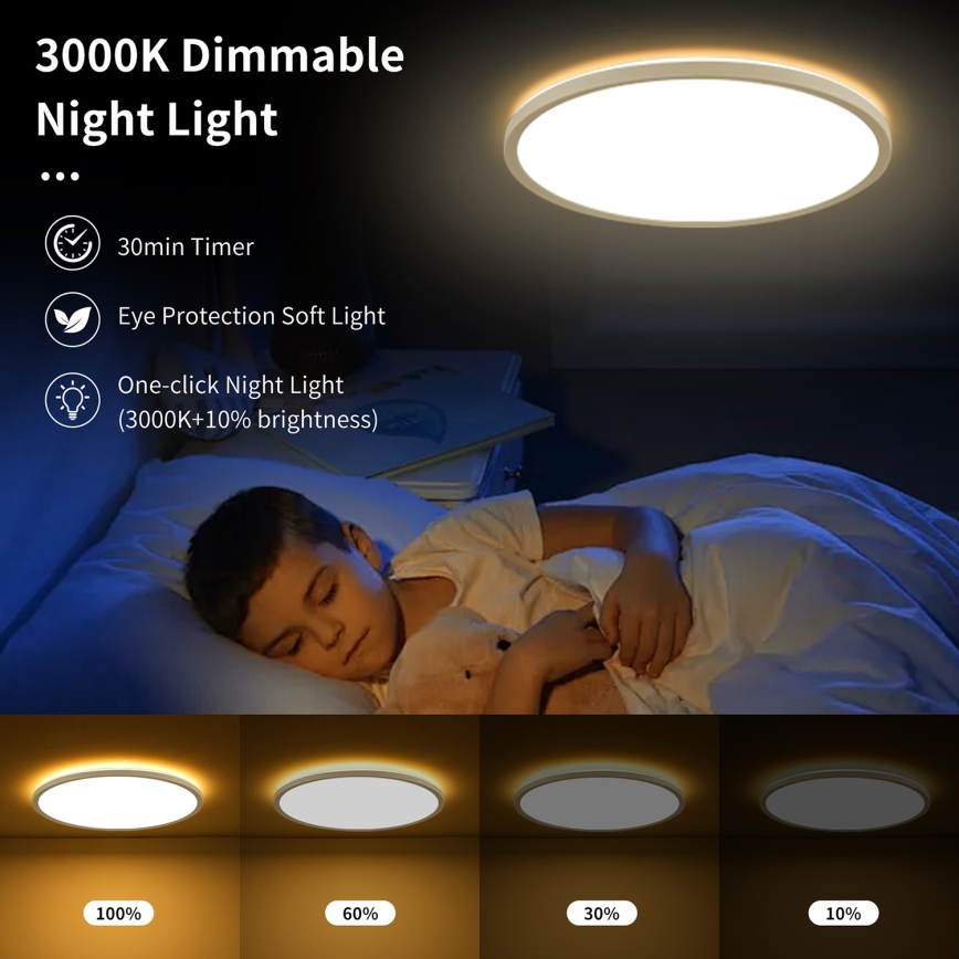 Brilagi - Dimbar ultratunn taklampa LED/24W/230V 2700–6500K Ø 42 cm vit + fjärrkontroll