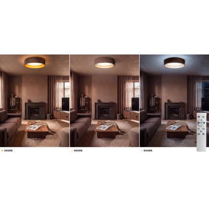 BRILAGI - LED dimbar taklampa VELVET SMART VARI LED/24W/230V 3000–6500K Ø 45 cm brun/guld + fjärrkontroll