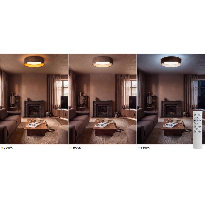 BRILAGI - LED dimbar taklampa VELVET SMART VARI LED/24W/230V 3000–6500K Ø 45 cm brun/guld + fjärrkontroll