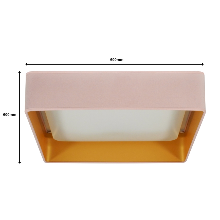 Brilagi - dimmerbar LED-taklampa VELVET SQUARE SMART LED/36W/230V 60x60 cm 2700-6500K Wi-Fi Tuya + fjärrkontroll rosa