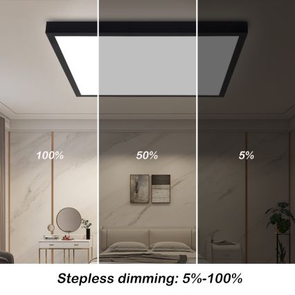 Brilagi - Dimmbar LED-takarmatur för badrum FRAME SMART LED/50W/230V 60x60 cm 3000-6000K IP44 svart + fjärrkontroll