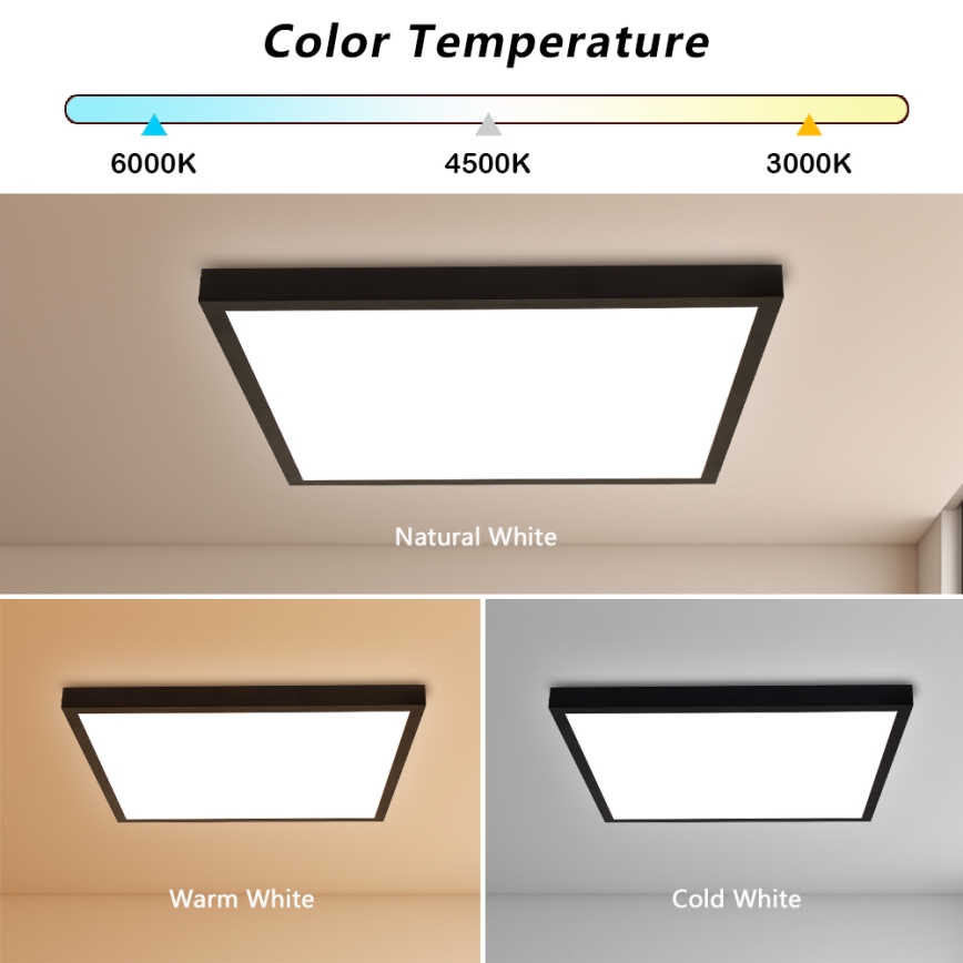 Brilagi - Dimmbar LED-takarmatur för badrum FRAME SMART LED/50W/230V 60x60 cm 3000-6000K IP44 svart + fjärrkontroll