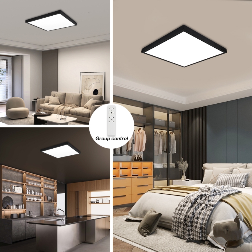 Brilagi - Dimmbar LED-takarmatur för badrum FRAME SMART LED/50W/230V 60x60 cm 3000-6000K IP44 svart + fjärrkontroll