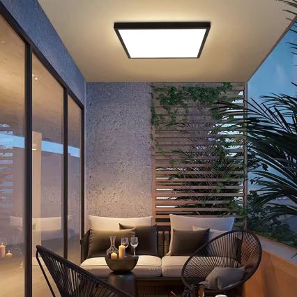 Brilagi - Dimmbar LED-takarmatur för badrum FRAME SMART LED/50W/230V 60x60 cm 3000-6000K IP44 svart + fjärrkontroll