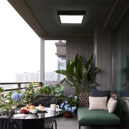 Brilagi - LED Dimbar Badrumstaklampa FRAME SMART LED/24W/230V 30x30 cm 3000-6000K IP44 Svart + Fjärrkontroll