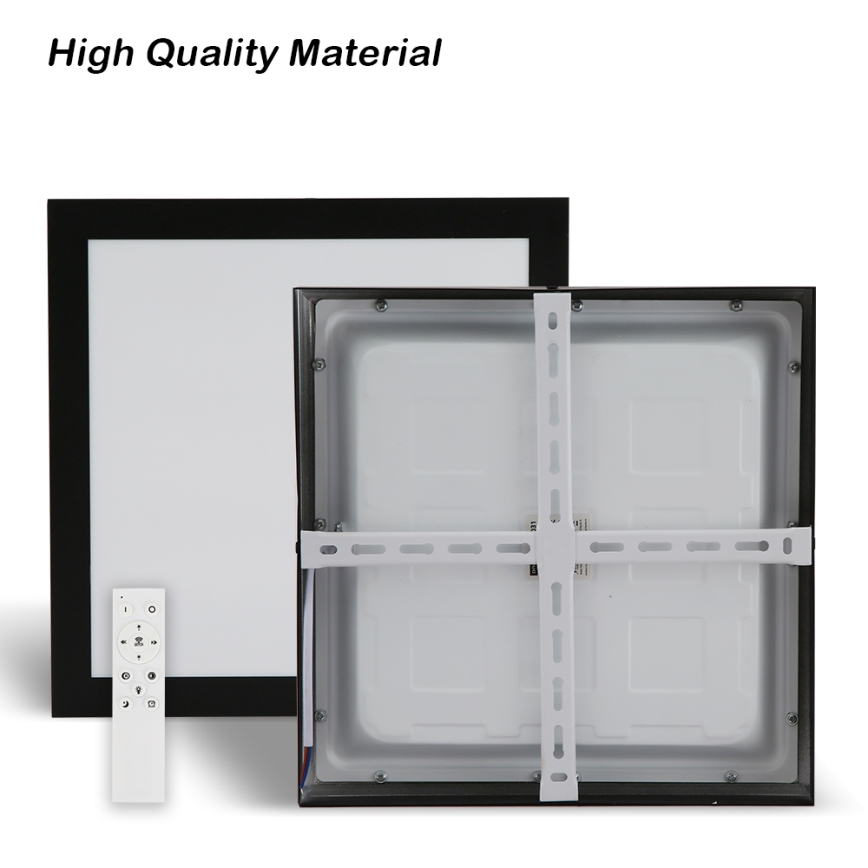 Brilagi - LED Dimbar Badrumstaklampa FRAME SMART LED/24W/230V 30x30 cm 3000-6000K IP44 Svart + Fjärrkontroll