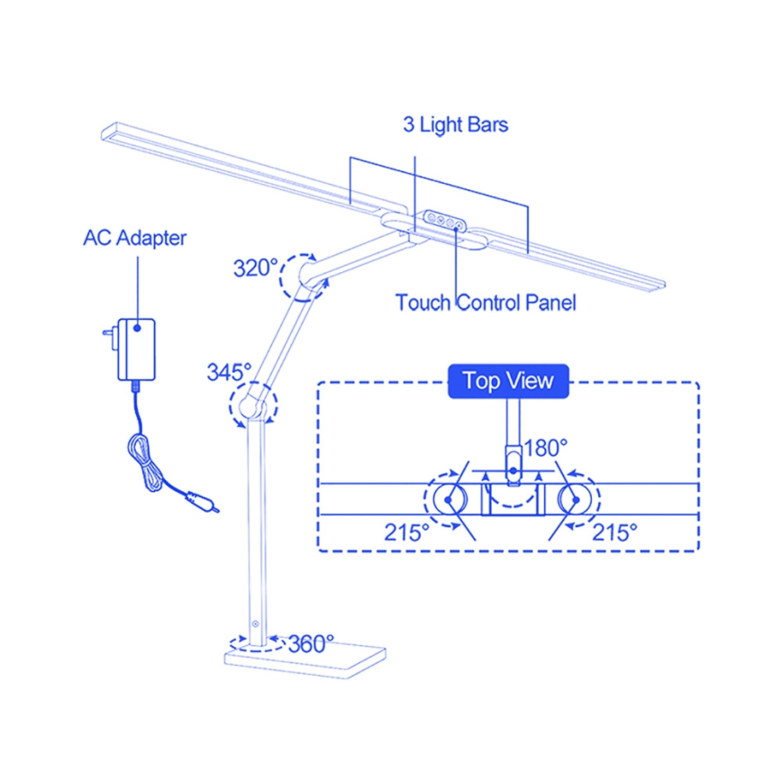 Brilagi - LED dimmbar beröringsstyrd bordslampa VARIO LED/24W/230V 3000-6500K CRI 92 vit