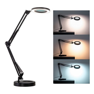 Brilagi - LED dimbar bordslampa med förstoringsglas LENS LED/12W/5V 3000/4200/6000K svart