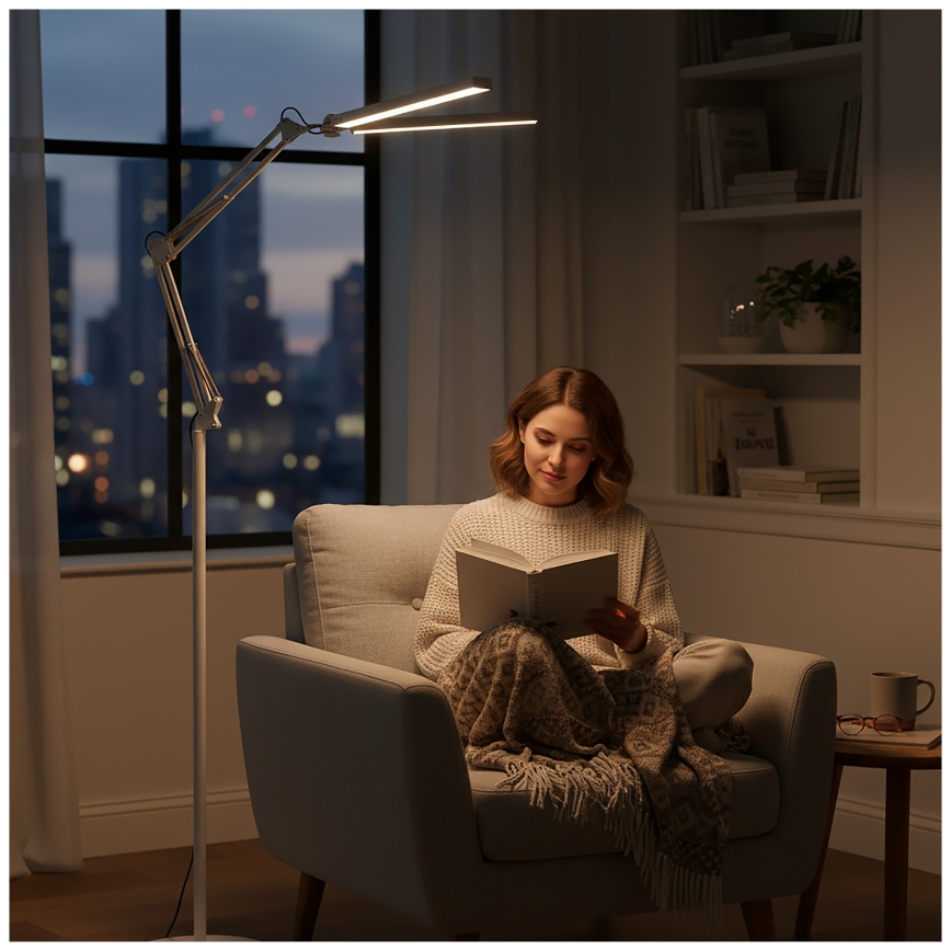 BRILAGI - VARIO LED dimbar flexibel golvlampa 14W/230V 3000–6000K 157 cm vit