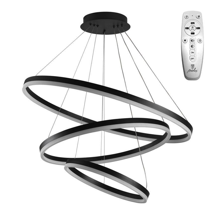 Brilagi - Dimbar LED-pendellampa med vajer CIRCLE LED/125W/230V 3000-6500K diam. 80 cm svart + fjärrkontroll