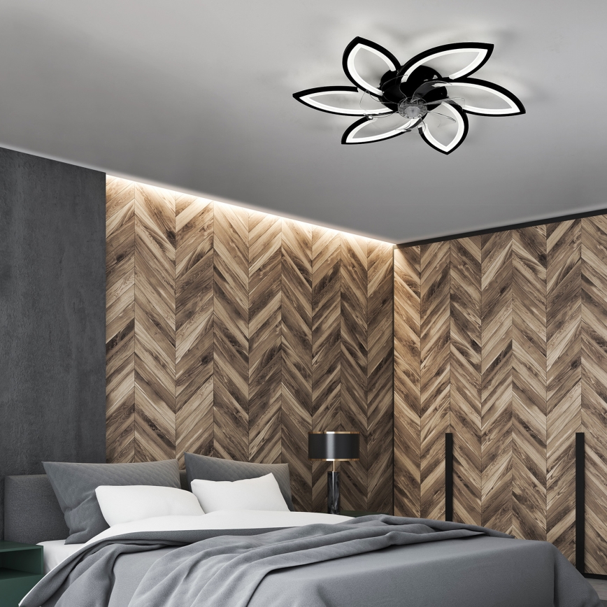 Brilagi - LED dimbar taklampa med fläkt LED/50W/230V 3000-6500K svart + fjärrkontroll