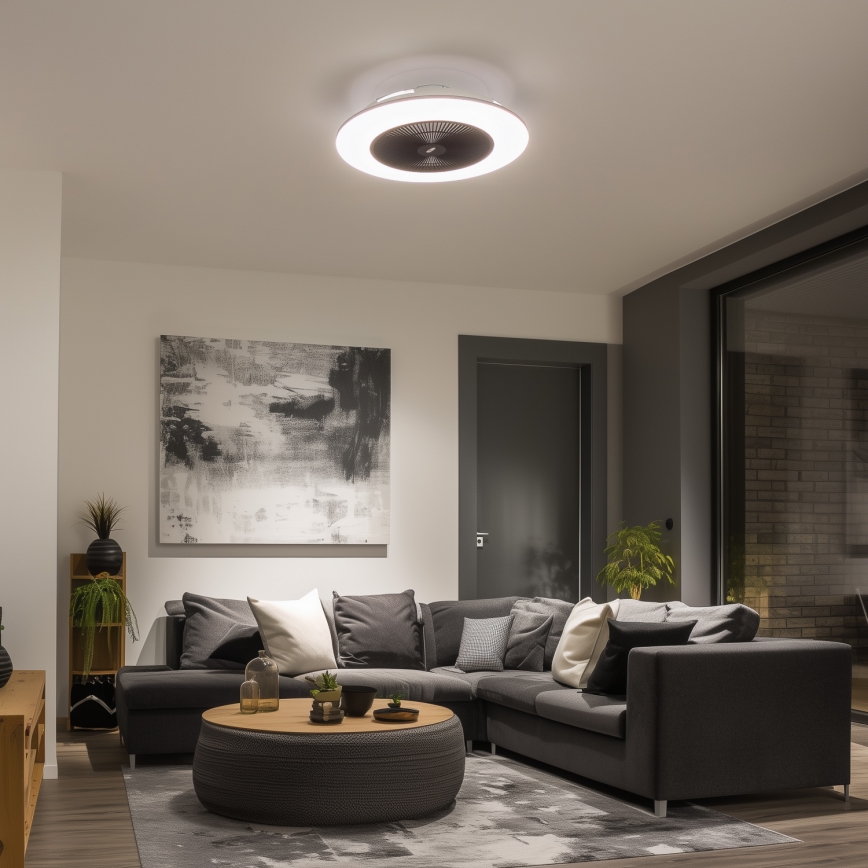 Brilagi - LED Dimbar lampa med fläkt AURA LED/38W/230V 3000-6000K svart+ fjärrkontroll