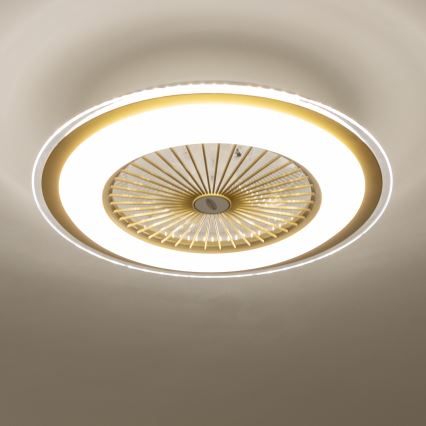 Brilagi - LED Dimbar lampa med fläkt RONDA LED/48W/230V 3000-6000K guld + fjärrkontroll