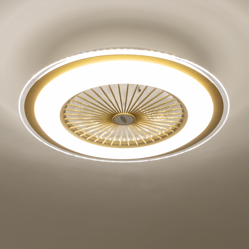 Brilagi - LED Dimbar lampa med fläkt RONDA LED/48W/230V 3000-6000K guld + fjärrkontroll