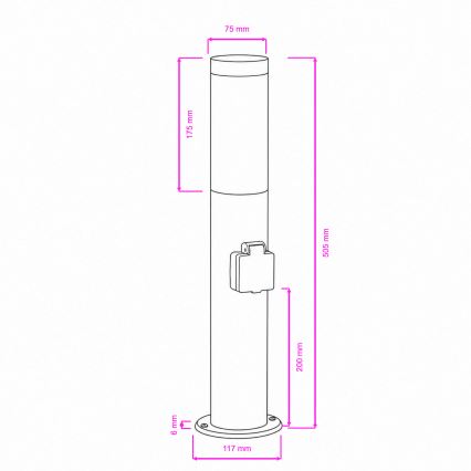 BRILAGI - Dimmbar LED-utomhuslampa med uttag ELIA 1xE27/6W/230V 2700-6500K IP44 Wi-Fi 50 cm matt krom