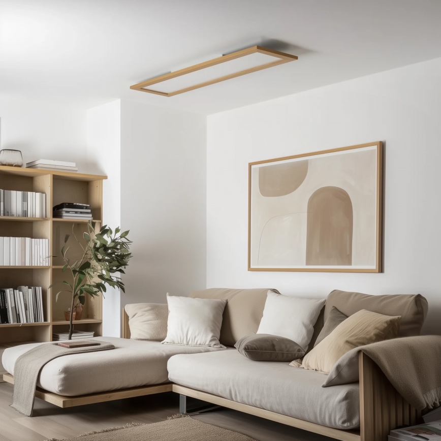 Brilagi - LED Dimbar taklampa SLIMFRAME WOOD LED/58W/230V 124x34 cm 3000-6000K brun + fjärrkontroll