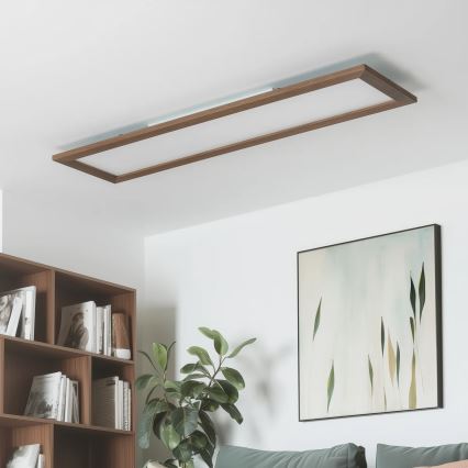 Brilagi - LED Dimbar taklampa SLIMFRAME WOOD LED/58W/230V 124x34 cm 3000-6000K mörkbrun + fjärrkontroll